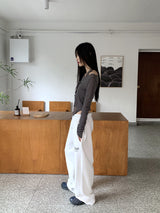 ケイタオールインワンホルターアイレットクロップド長袖Tシャツ / Keita all-in-one halter eyelet cropped long-sleeved T-shirt