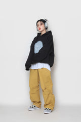 スプレーペインティングエンブロイダリーフーディ / Spray Painting Embroidered Hood