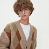 BRUSHED ARGYLE KNIT CARDIGAN_BEIGE (6610812993654)