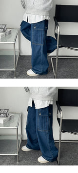 Verto denim cargo string bendable wide pants