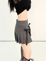 1021. Wool Double ribbon pleats mini sk (2color)