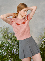 カラーラインツイストニット / Color Line Twisted Knit (Pink)