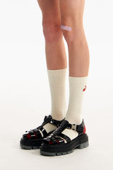モノチェリーカラーコンビネーションソックス／MONO CHERRY COLOR COMBINATION SOCKS [IVORY]