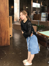 Slush denim half pants