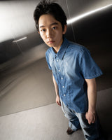 ウォッシュド デニム ハーフシャツ / Washed Denim Half Shirt (Blue)