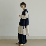ボタンベスト / unisex button vest navy