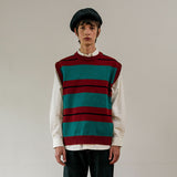 COZY STRIPE KNIT VEST (BRICK) (6627468542070)