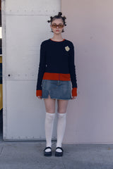 EMBLEM WAPPEN ROUND NECK KNIT [NAVY]