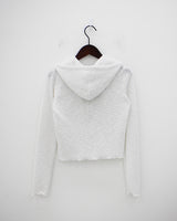 ミニポケットニットフードジップアップ / Mini pocket knit hood zip-up (2color)