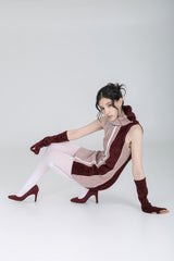 HOLIDAY TURTLENECK DRESS #WINE PINK