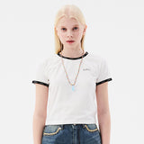 チェリーレーステープスリムTシャツ / CHERRY LACE TAPE SLIM T-SHIRT [WHITE]