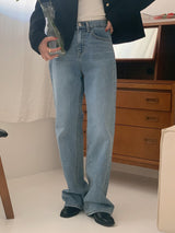 Mention napping light blue wide winter denim pants