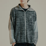 TONE VARIATION BOUCLE KNIT ZIP UP