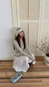 Oatmeal Long Sleeve Strap Top (with Inner)