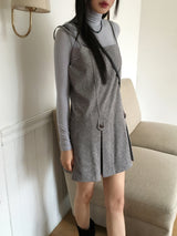 Ant herringbone wool pleated mini dress