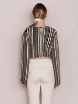 Shoulder Slit Stripe Knit