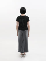 BASIC DAMAGE WASHING DENIM SWEATSKIRT (BLACK)