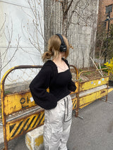 レイヤードVネックニットウェアチューブトップ / Layered V-Neck Knitwear Tube Top