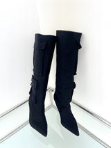 1028. Cargo stiletto long boots heel (2color)