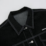 STITCH POINT DENIM CROP TRUCKER JACKET - BLACK (6692513546358)