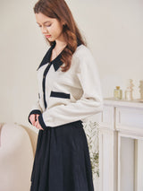 FLAT COLLAR KNIT CARDIGAN_IVORY (6638366261366)