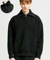 neck warmer wide collar zip-up knit black (6615475650678)