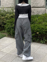 ナイロンバンディングカーゴワイドパンツ / nylon banding cargo wide pants