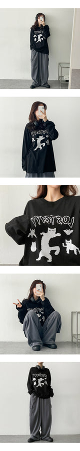 ロストブラックカットロングスリーブTシャツ