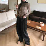 Twee pintuck two-way banding long wide jogger pants