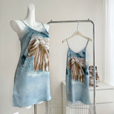 Sky silk sleeveless dress