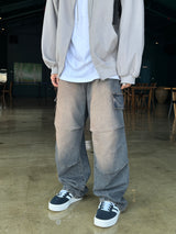 Fake cargo denim pants