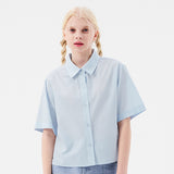 モノチェリークロップショートスリーブシャツ / MONO CHERRY CROP SHORT SLEEVE SHIRT [SKY]