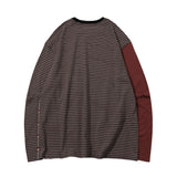 HUKミックスストライプL/SL Tシャツ[2カラー］