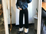 セミワイドフィットデニムパンツ/SEMI WIDE FIT BLACK+WHITE DENIM PANTS [17723]