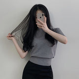 Gru half-turtleneck Short-Sleeved Cropped Knitwear
