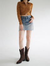 ビーフカラージップアップTシャツ / Beef collar zip-up T-shirt (4color)