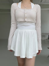 ピュアクロップドカーディガンホルターノースリーブセット / Pure cropped cardigan halter sleeveless set