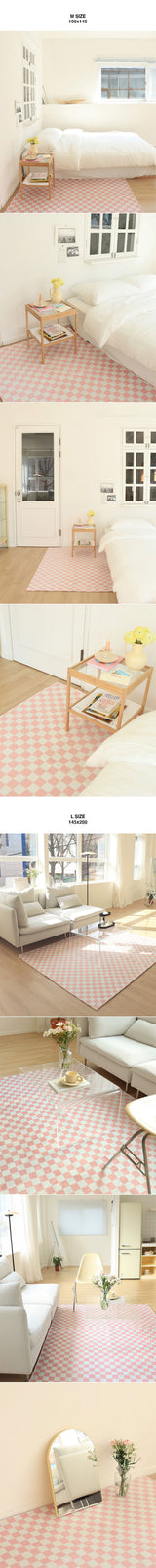 Check rug (Pink)(M size)