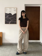 レイヤードシースルーレースパフ半袖Tシャツ/Poel layered see-through lace puff short sleeve T-shirt
