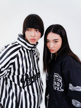 BSR2223FWJK008 STRIPE LOGO PADDING JUMPER WHITE BLACK