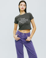 レンタルフォレストタイポクロップTシャツ/RENTAL FOREST TYPO CROP TSHIRT-CHARCOAL