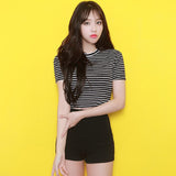 ストライプドクロップTシャツ / TOP(6185) Striped Crop Tee
