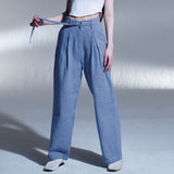 リネンベルトワンタックワイドパンツ / LINEN BELT ONE-TUCK WIDE PANTS (BL)