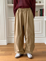 [UNISEX] Twal Balloon Pintuck Cotton Long Jogger Wide Pants