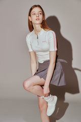Lace Tape Half Zip-Up Ivory