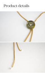 ボタンポイントボーロタイチェーンネックレス/Button point bolo tie chain necklace (Khaki)
