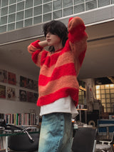 カルチャーモヘアストライプニット (3 color)