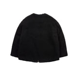 [UNISEX] Reversible Faux Fur Cardigan Coat (Black) (6656666140790)