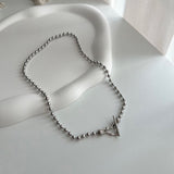 cho ボールチェーンハートボールドデイリールックチョーカーショートネックレス / cho Ball Chain Heart Bold Daily Look Choker Short Necklace
