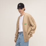 [UNISEX] Small Drawing Smile Knit Cardigan (6674895372406)